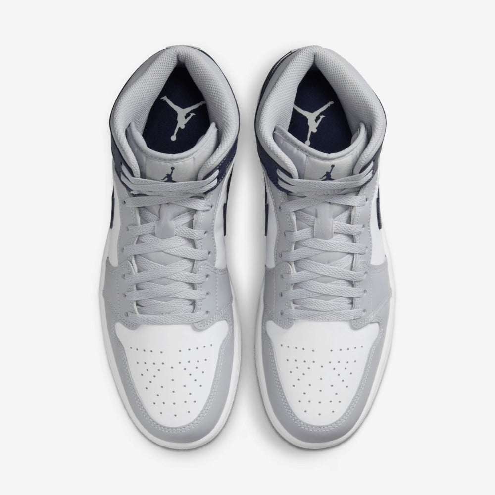 Tênis Air Jordan 1 Mid Wolf Grey Midnight Navy